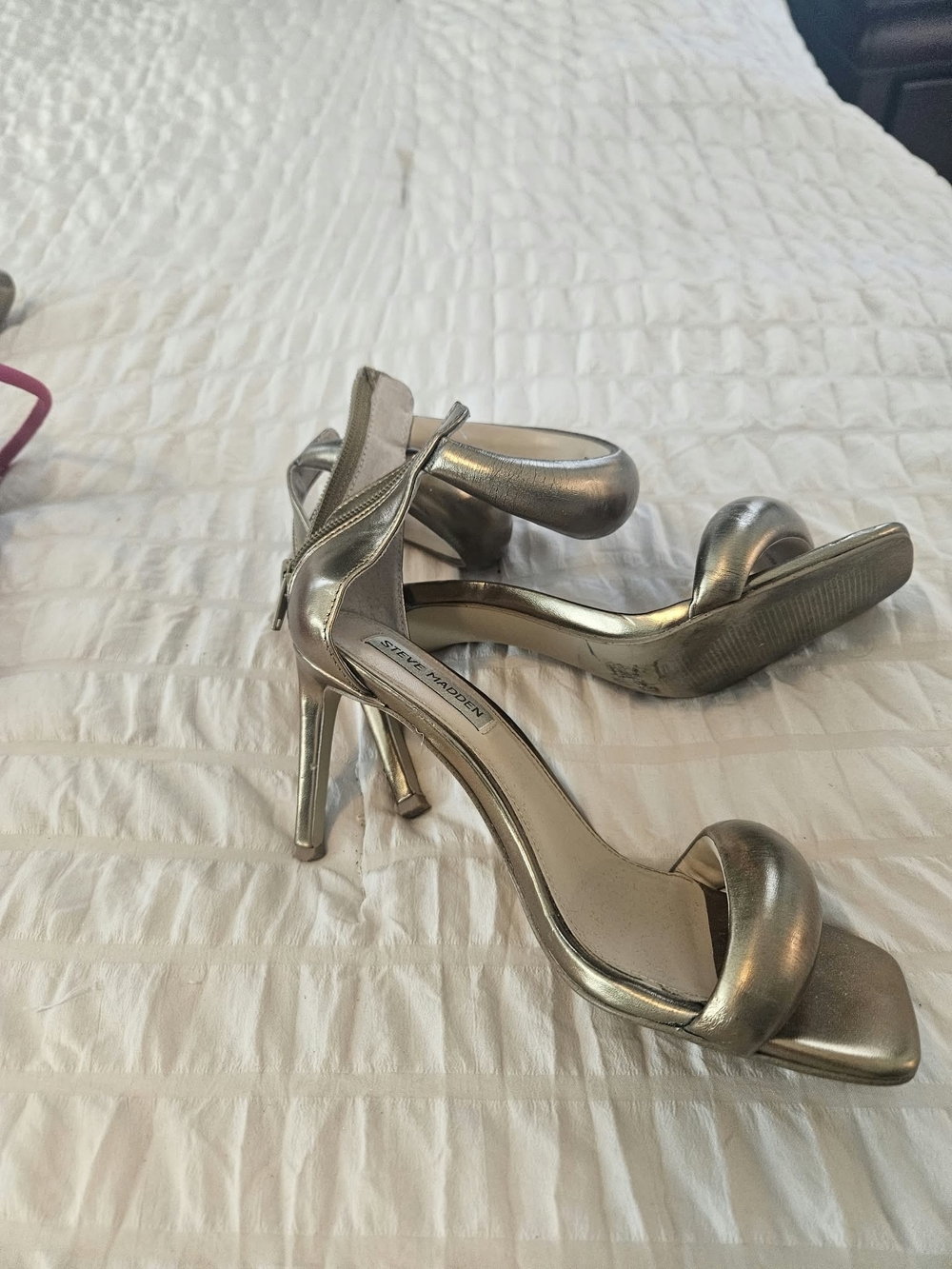 Steve Madden Metallic Gold Open-Toe Stiletto Sandals